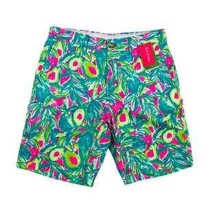 Lilly Pulitzer Beaumont Short Pink Sunset Guac And Roll Size Mens 30R Rare NWT